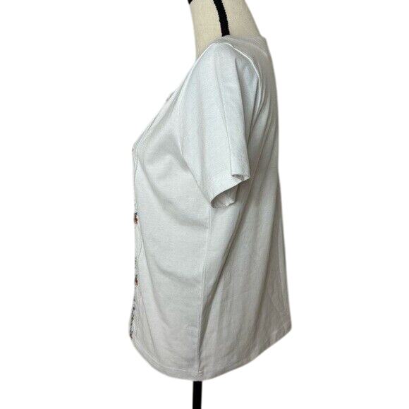 Shenanigans Women’s M White Floral Embroidered short sleeve Cotton Blend - Picture 5 of 5